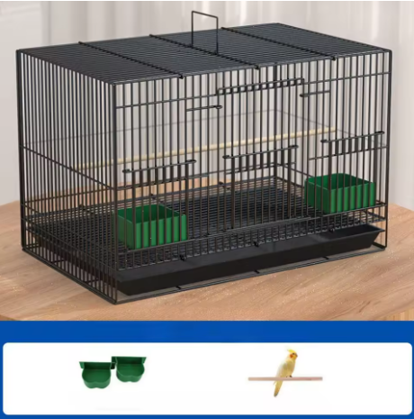 Stainless Steel Bird Cage – Multi-Perch with Feeding Bowls