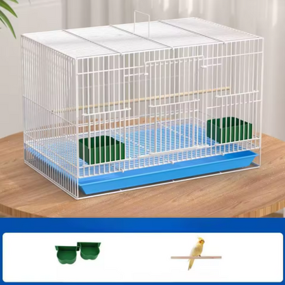 Stainless Steel Bird Cage – Multi-Perch with Feeding Bowls