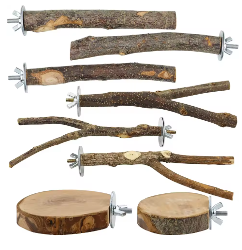 Natural Wood Perch Set – Multi-Size Bird Perches