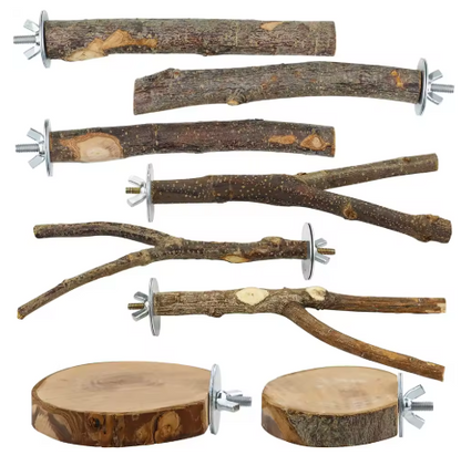 Natural Wood Perch Set – Multi-Size Bird Perches