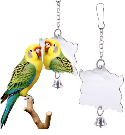 Bird Mirror Toy with Bell – Cage Entertainment Accessory