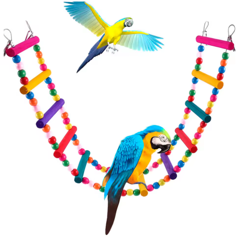 Colorful Bird Ladder Toy – Wooden Rungs & Rope