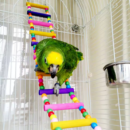 Colorful Bird Ladder Toy – Wooden Rungs & Rope