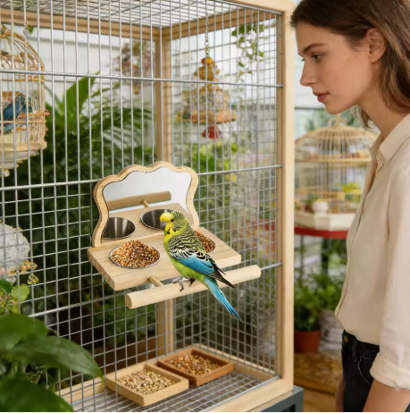 Bird Feeding Station – Multi-Bowl Wooden Frame