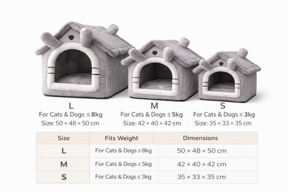 Cat & Dog House Style Bed -  Removable Washable